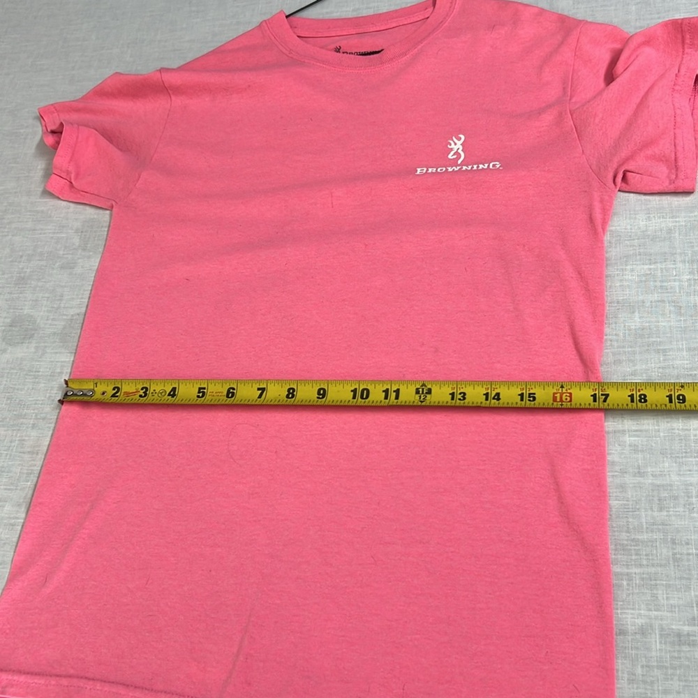 🌞 Browning short sleeve crew neck barbiecore pink tee name & logo women size S - Picture 9 of 16